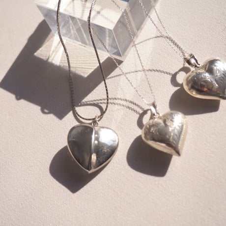 vintage silver925 puffy heart necklace