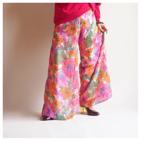 70s ”Adelaar" floral metallic easy wide pants