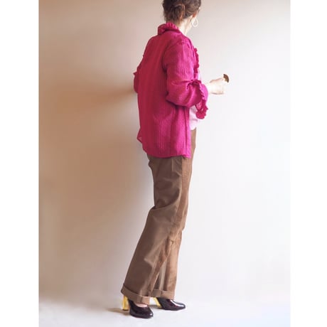 "Josephine" semi sheer ruffle blouse