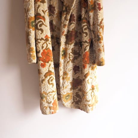 60s〜 beige floral tapestry coat