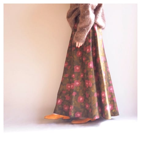 70s floral flare maxi skirt