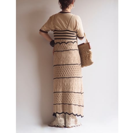 vintage crochet camisole midi dress