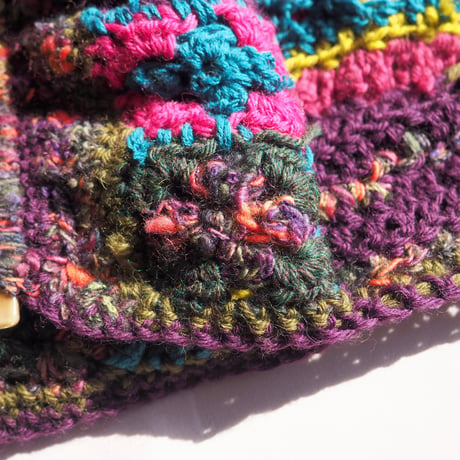 70〜80s plastic handle granny knit bag