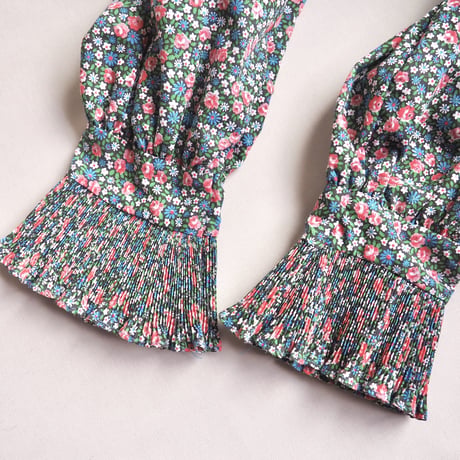 vintage pleated collar floral maxi dress