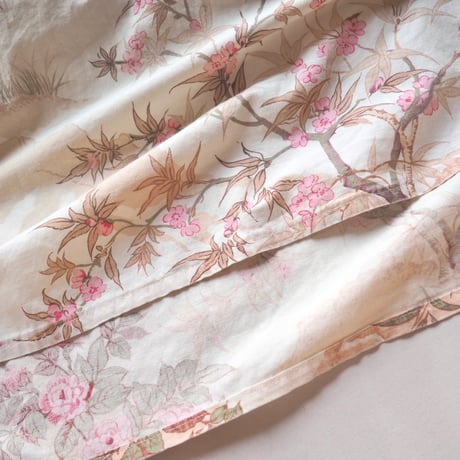 70s floral velvet × cotton midi dress