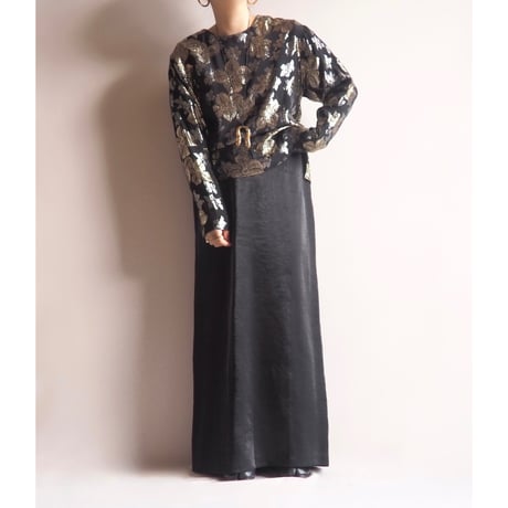 "SAND" black shiny maxi skirt