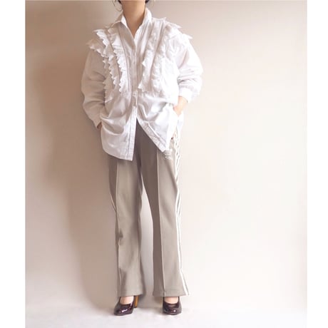 80〜90s folk cotton ruffle blouse