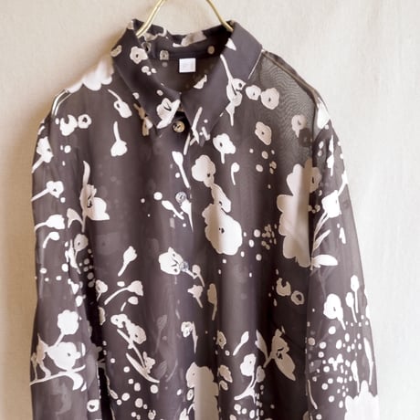 vintage brown sheer floral blouse