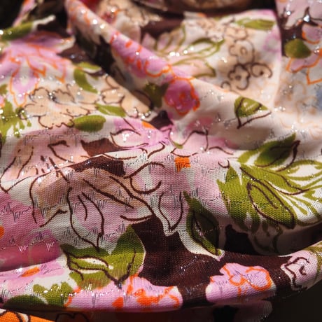 60〜70s "the strollar" floral metallic shirt maxi dress