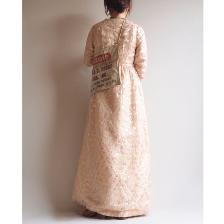 60〜70s metallic brocade maxi dress