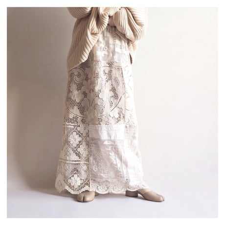 original remake lace patchwork maxi skirt 【C】