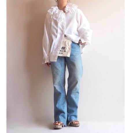 "EDITH MOSER" folk lace ruffle blouse