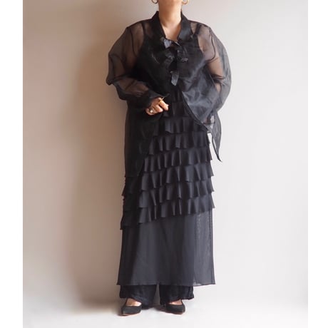 "JORDAN" oversized ribbon sheer blouse