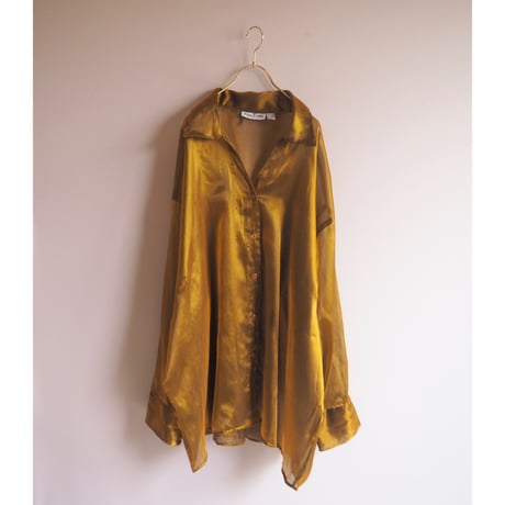 80〜90s "Erica Brooke" gold oversized sheer blouse