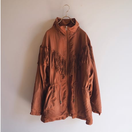 "Beautex" drawstring silk fringe jacket