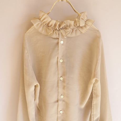 70s made in Ireland sheer ruffle blouse
