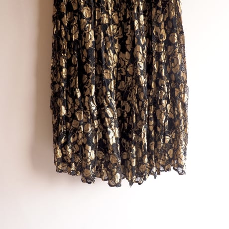made in USA Black×Gold tiered lace maxi skirt