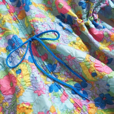 60〜70s quilted floral house maxi dress