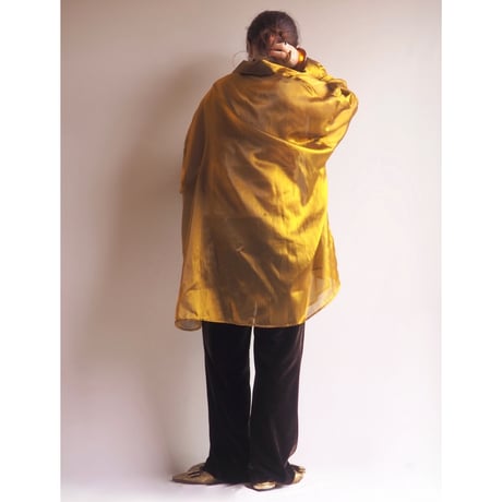 80〜90s "Erica Brooke" gold oversized sheer blouse