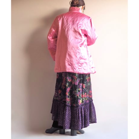 50〜60s chinese embroidered quilt jacket (pink)