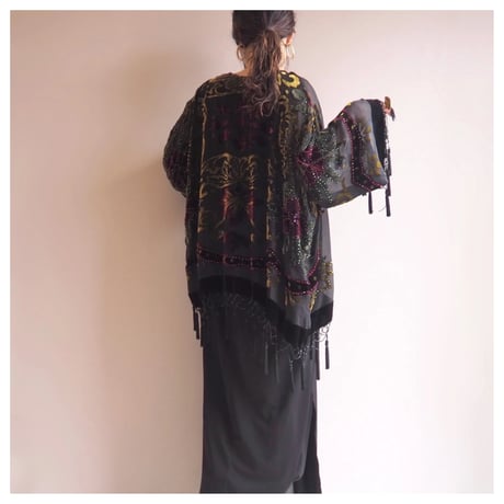 "MSK" floral silk burnout tassel robe