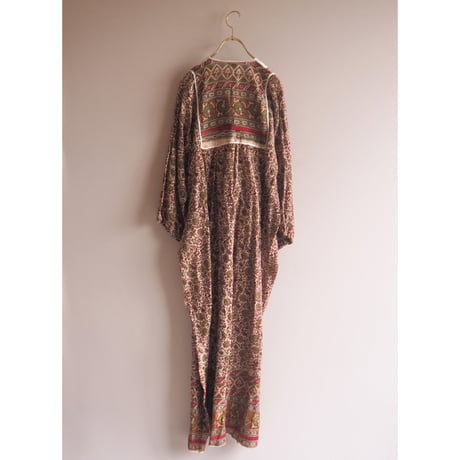 70s made in India cotton botanical maxi dress