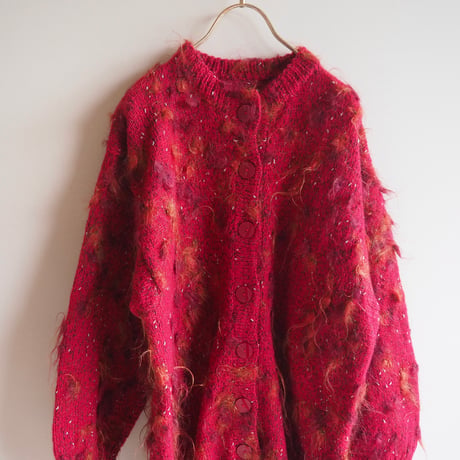 vintage fuzzy nep oversized cardigan