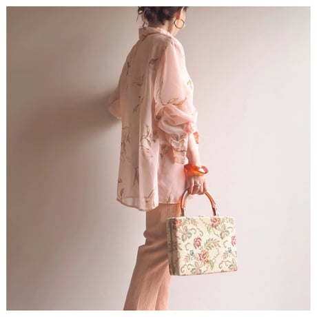 90s〜 floral oversized sheer blouse