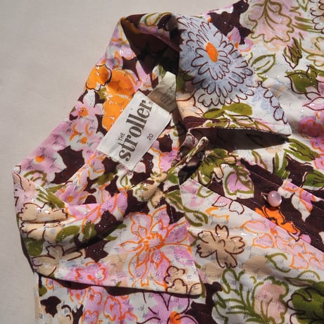 60〜70s "the strollar" floral metallic shirt maxi dress