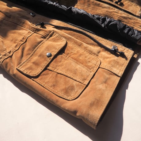 made in Australia drawstring suede × quilted jacket