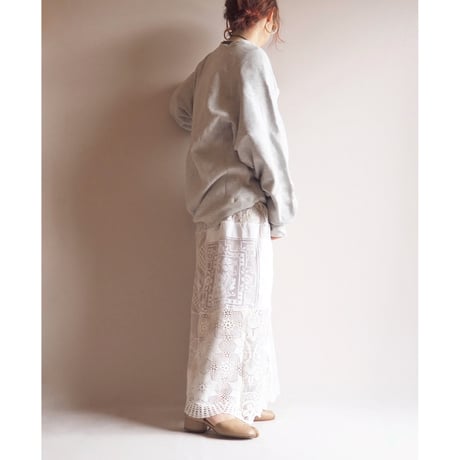 original remake lace patchwork maxi skirt (WH)
