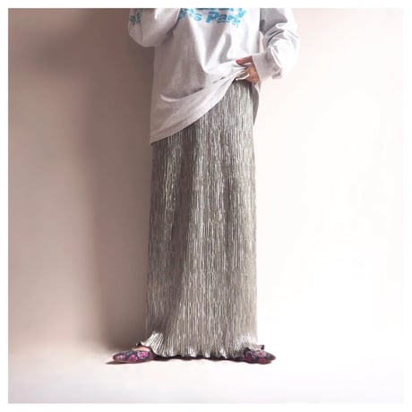 "AFTER DARK" silver pleated maxi skirt