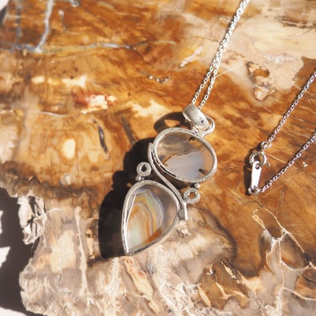 vintage multi stone design silver925 necklace