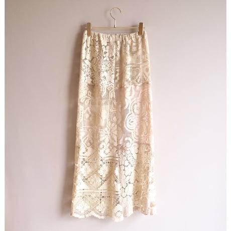 original remake lace patchwork maxi skirt 【B】