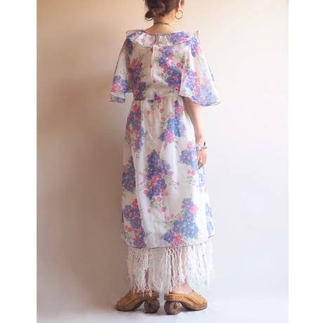 70s "HOGEVEEN" sheer floral midi dress