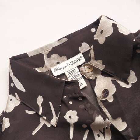 "Boutique EUROPA" brown sheer floral blouse