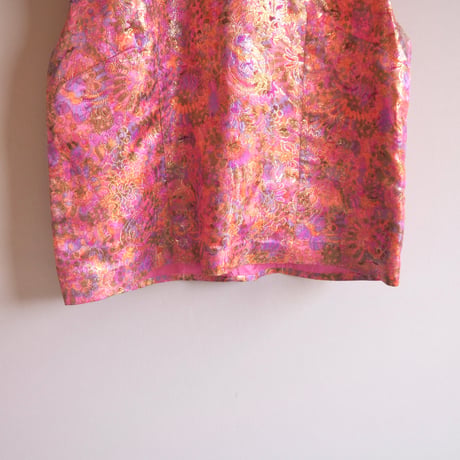 vintage metallic brocade sleeveless tops