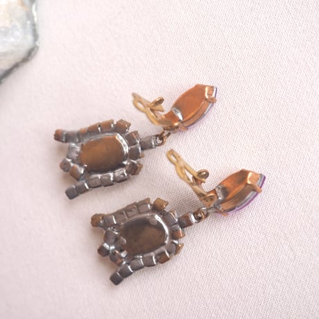 vintage czech rhinestone earrings(A)