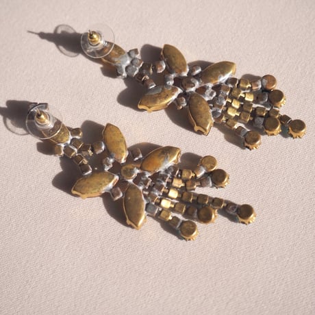 vintage czech rhinestone earrings (BU×OR)