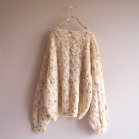 vintage nep yarn fuzzy cable cardigan