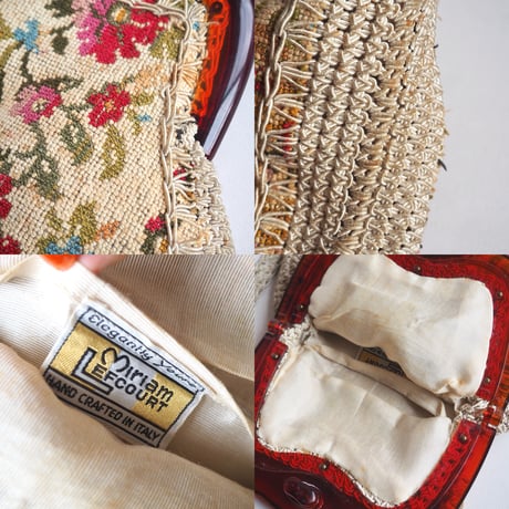 70s "Miriam LEFCOURT" lucite tapestry bag
