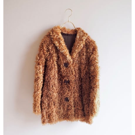 vintage curly lamb fur jacket