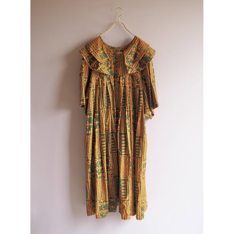 "YOU LIM of California" big collar tribal maxi dress