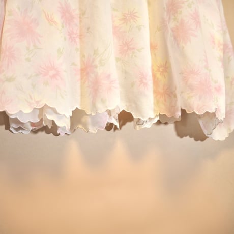 60s sheer pink floral lace bed jacket