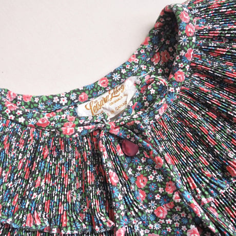 vintage pleated collar floral maxi dress