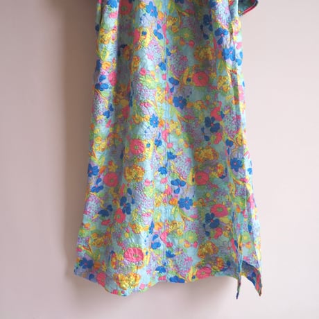 60〜70s quilted floral house maxi dress