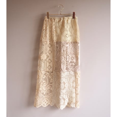original remake lace patchwork maxi skirt 【C】