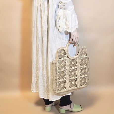 boho rattan square × circle bag