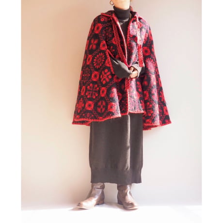 vintage reversible geometric pattern poncho
