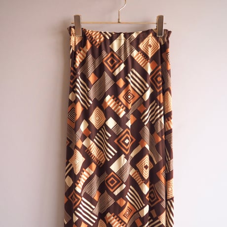 70〜80s abstract print maxi skirt